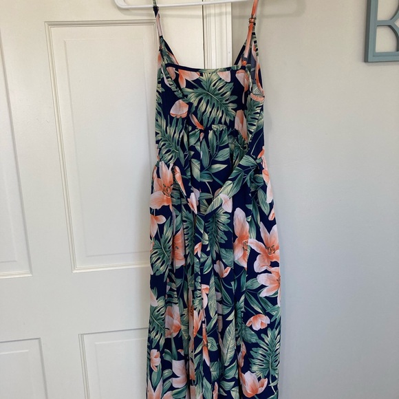 PatPat Tropical Floral Midi Dress - Navy and Peach - Picture 4 of 7